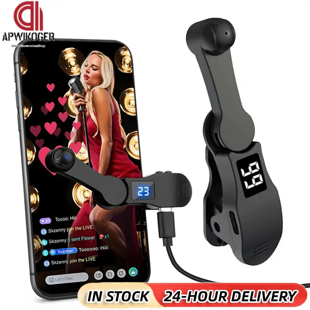 Digital Auto Screen Clicker Clip-on Clicker 108 Gears USB 180&deg; Rotation Simulation Finger Continuous Click for Smart Phone Apps