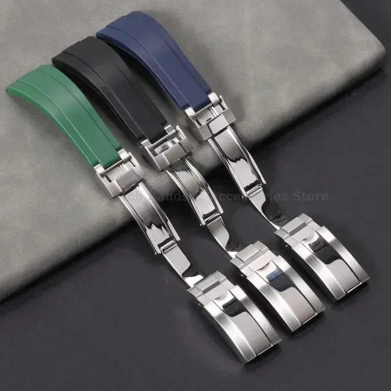 Enhanced Waterproof Silicone Sport Watch Strap with Metal Fold Buckle - 20mm Rubber Wrist Band