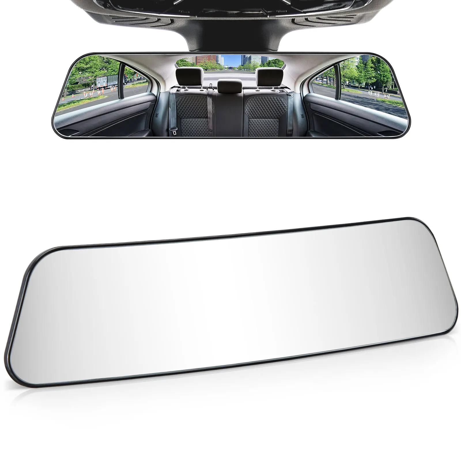Car Rearview Mirror 12 Inch Panoramic Anti Glare Clip on Wide Angle Convex Universal For Car