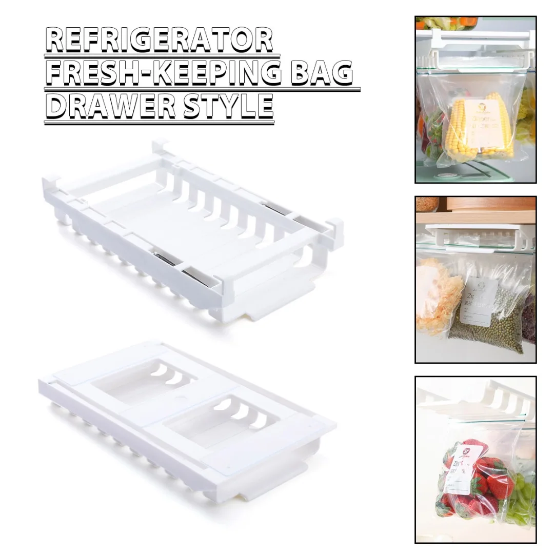 

Refrigerator Ziplock Bag Storage Rail Rack Refrigerator Hanging Storage Sliding Rail Tray Fridge Storage Rack Kitchen Gadget