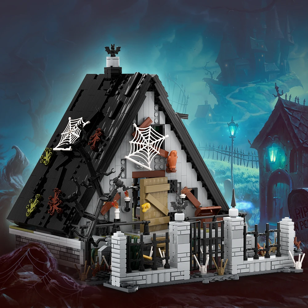 

Moc Halloween A-frame House Building Blocks Ideal Festival DIY Bricks Tenement Architecture Model Kids Toys Sets Gift Adult
