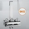 No-Drill Bathroom Shelves with Hook Glass Door Storage Basket Shower Support Steel Shelf Shelves Storage Unit For Bathroom 2