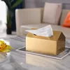 Gilded Metal Tissue Box Home Decor Golden Napkins Organizer Toilet Paper Holder Decorative Tissue Boxes Desktop Home Storage 2
