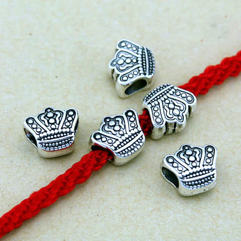 10pcs/lot Big Hole Crown Vintage Bead Ring Spacer Beads Cap DIY Bracelet Beads For jewelry Making Accessories Finding