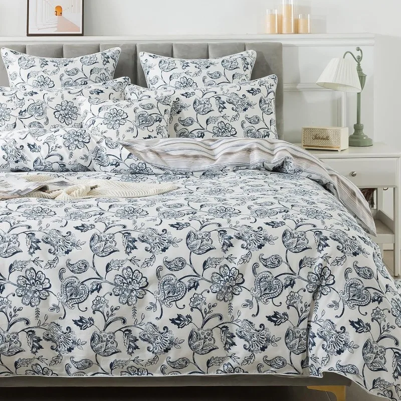 

Duvet Cover Set Paisley Bedding 100% Cotton Ultra Soft Bedding with Hidden Zipper Closure 3 Pieces, 1Duvet Cover & 2Pillowcases