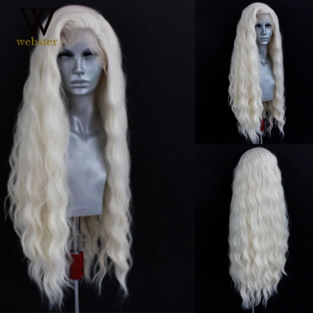 Blonde Synthetic Lace Front Wig Long Wave For Women Cosplay lace front wig lace wigs womens synthetic wigs synthetic wigs