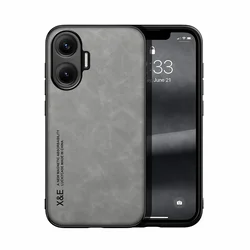 Vintage Leather Shockproof Magnetic Phone Case with Anti - Drop Protection for POCO M7 4G (Light Gray)