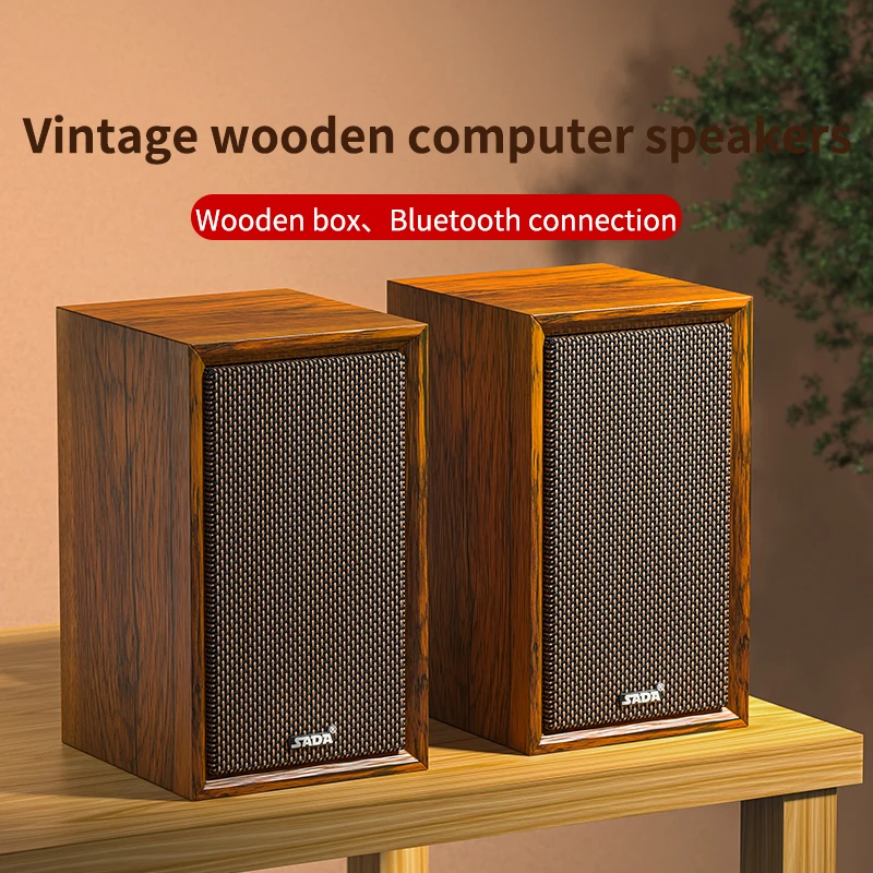 Retro wooden computer speaker Desktop home laptop small speaker heavy bass multimedia wired desktop computer speakers,portable speakers,audio speakers