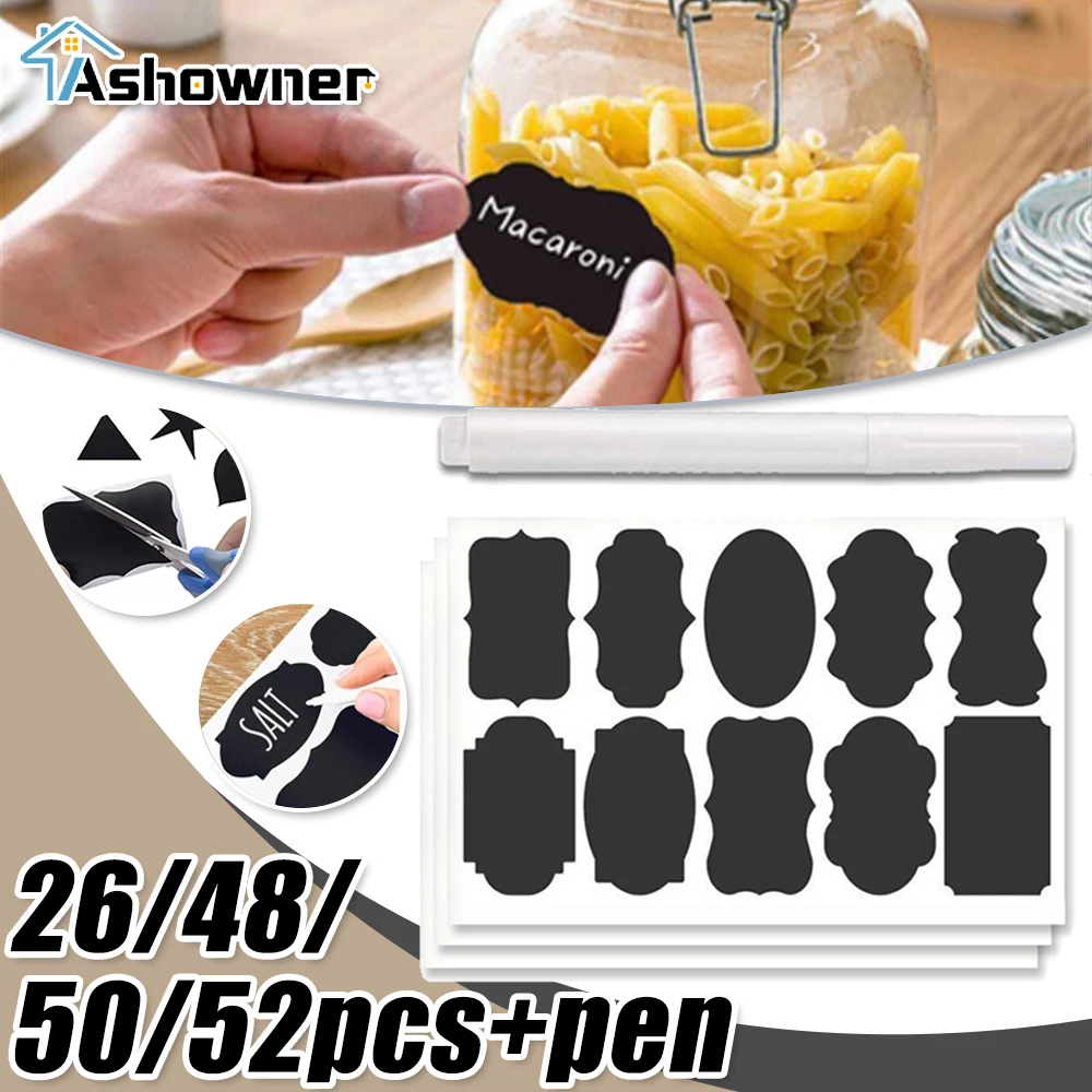 50pcs/Sets Jars Labels Erasable Chalkboard Labels Waterproof Spice