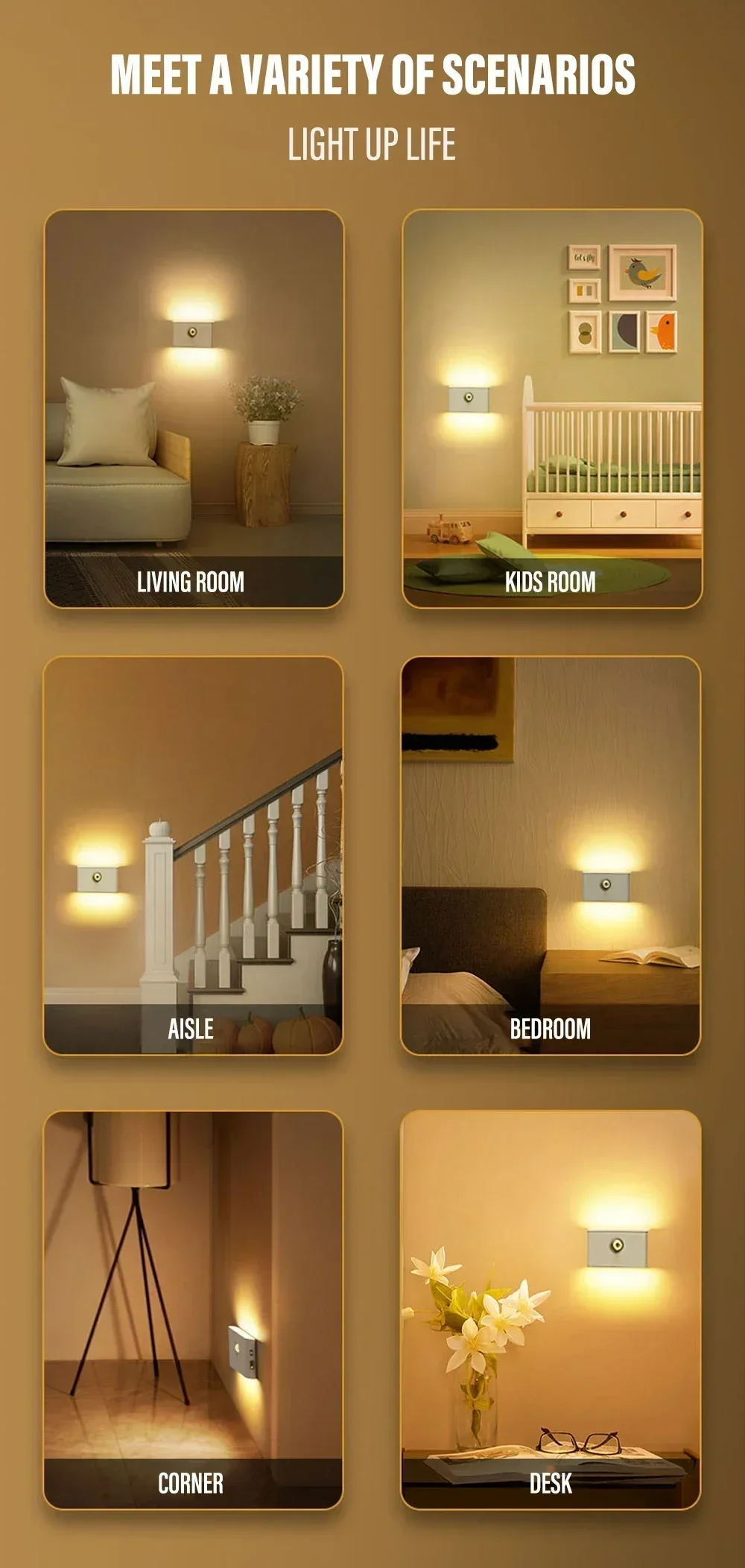 Intelligent Wooden Magnetic Suction Lamp LED Charging Night Light Staircase Corridor Bedroom Atmosphere Human Body Sensing Light S632fef3cf6c24b0a846860fb2a334956q