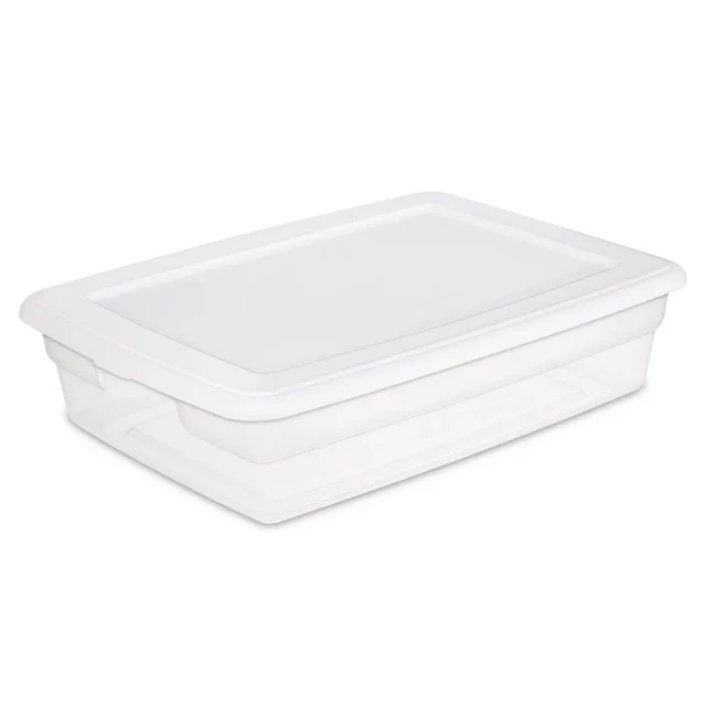 Sterilite 28-Quart Clear Storage Box with Cover See-through Base, 10-Pack