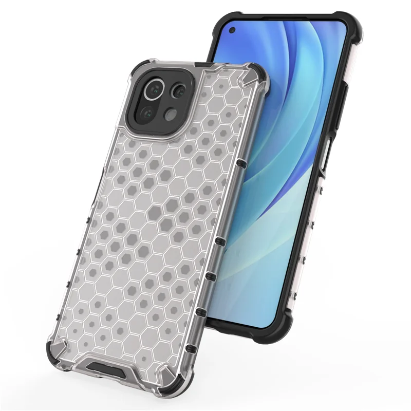 Honeycomb Style Armor Shockproof Phone Case For Xiaomi Mi 11 Lite 5G NE  Mi11 Pro TPU Bumper Hard Plastic Back Cover Coque Fundas