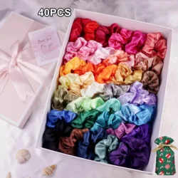 Luxurious Satin Hair Scrunchies Set - Soft & Comfortable Hair Accessories for Women (40PCS MultiColor)