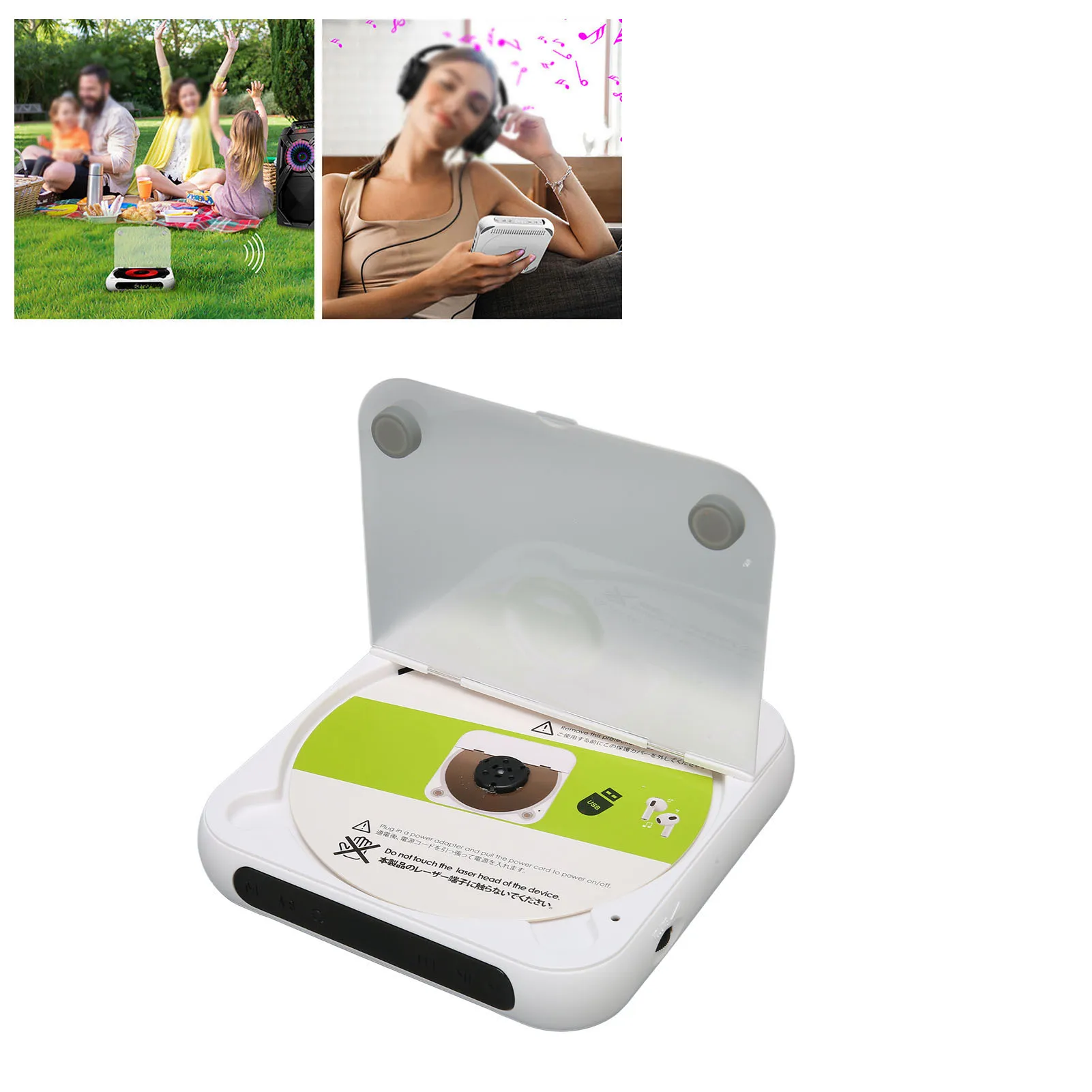 Portable CD Player Portable CD Music Player Bluetooth Lightweight 1200mAh Rechargeable for Car Laptop
