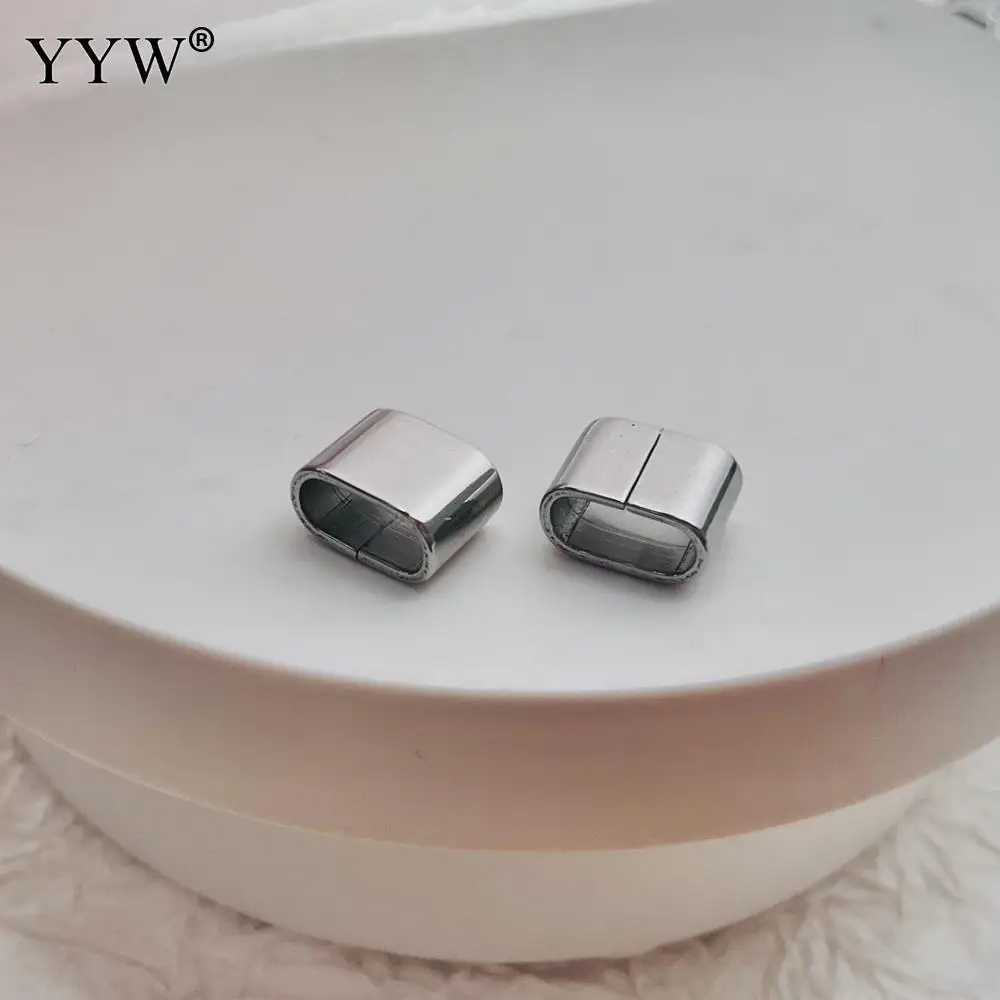 10Pcs Stainless Steel Metal Tube Positioning Tube Charms Slider Big Hole Beads For Jewelry Making Diy Leather Bracelet Findings