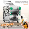 Commercial Pasta Maker Machine Electric Dough Roller Noodle Making Machine with 2/6mm and 2.5mm Round Blade Thickness Adjustable 5
