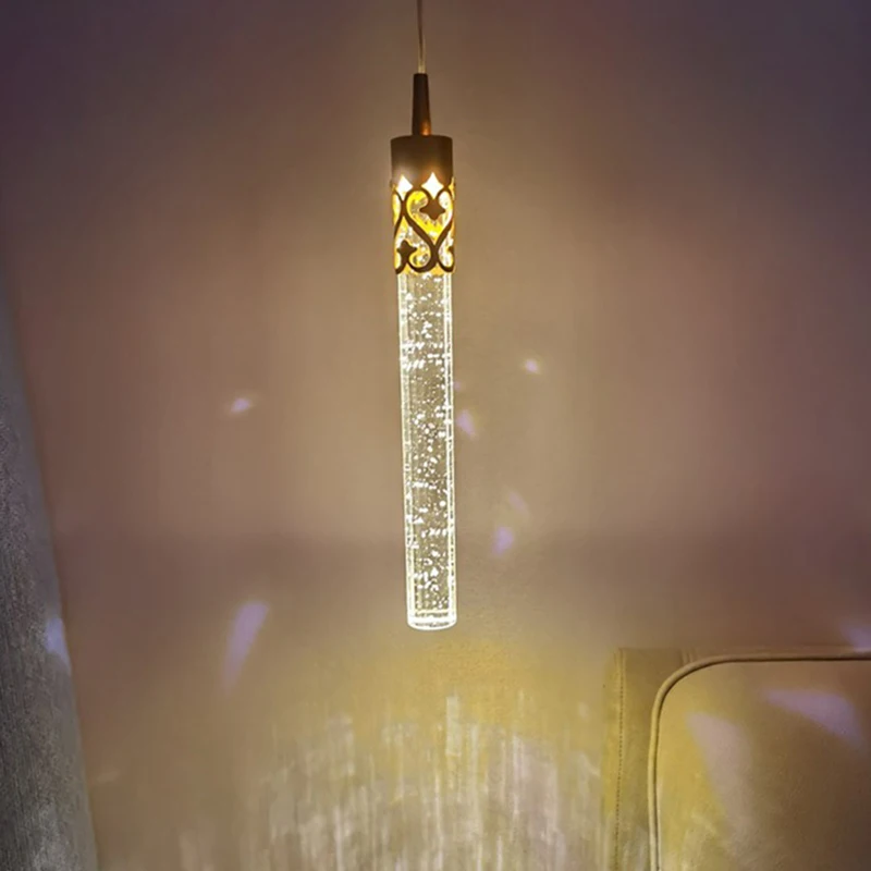 Modern Single Crystal Glass Led Pendant Lamp Gold/Black Hanginglamp ...