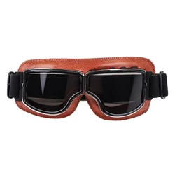 Heritage Cruiser Leather Goggles - Vintage Style for Motorcycle Enthusiasts (Grey Lenses 2)