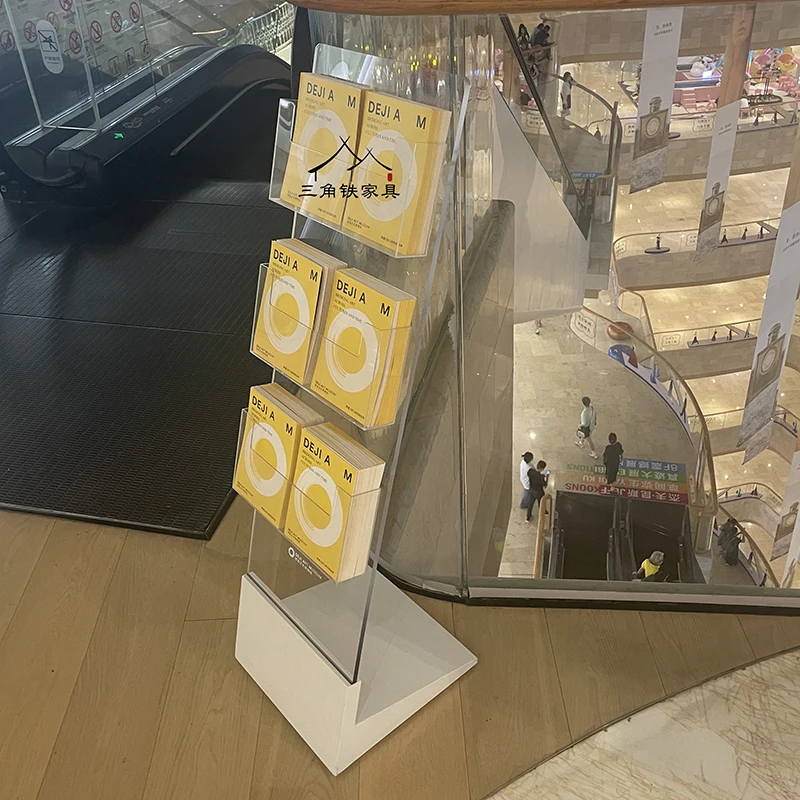 Transparent Acrylic Magazine Rack Brochure Display Floor Standing Multi-Layer Book Organizer for Home or Office Furniture FYMR