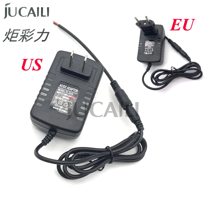 JCL EU US Plug Power Adapter Supply Converter AC 100-240V to DC 24V 1A for DTF UV Ink Cartridge Tank