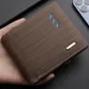 Business Men's Short Wallet Microfiber Synthetic Leather Short Wallets Men Stripe Male Purse Coin Pouch Multi-functional Cards 3