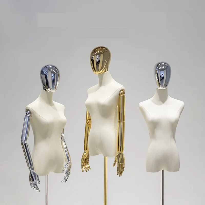DressFormFabricCoverFemaleHalfBodyMannequinwithPlatedHead