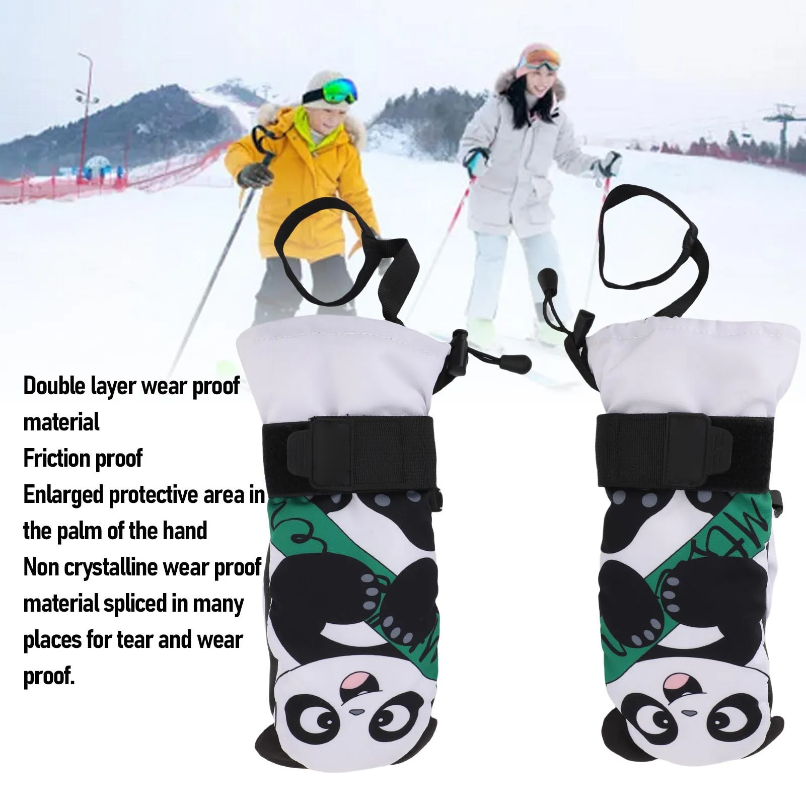 1 Pair Junior Skiing Gloves Anti Slip Snow Mitts Warm Abrasion Proof Rainproof Snowboard Gloves  Windproof Snowboard Gloves
