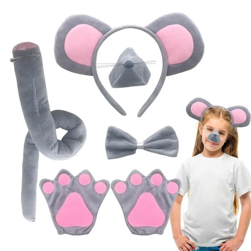 Diadema Con Orejas De Perro Y Cola Larga Para Halloween, Pajarita Para