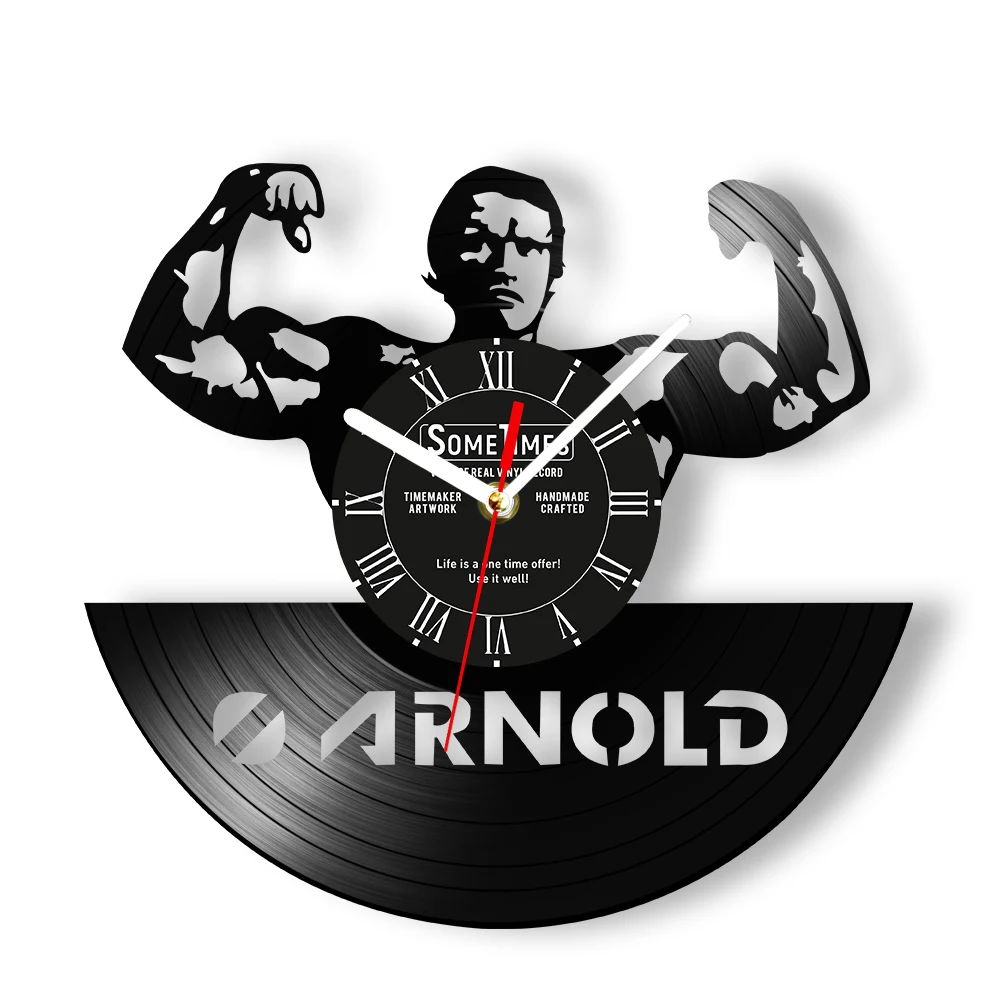 Bodybuilding Vinyl Record Wall Clock For GYM Fitness Room Workout Artwork Customizable Bodybuilder Name Carved Music Album Clock 2