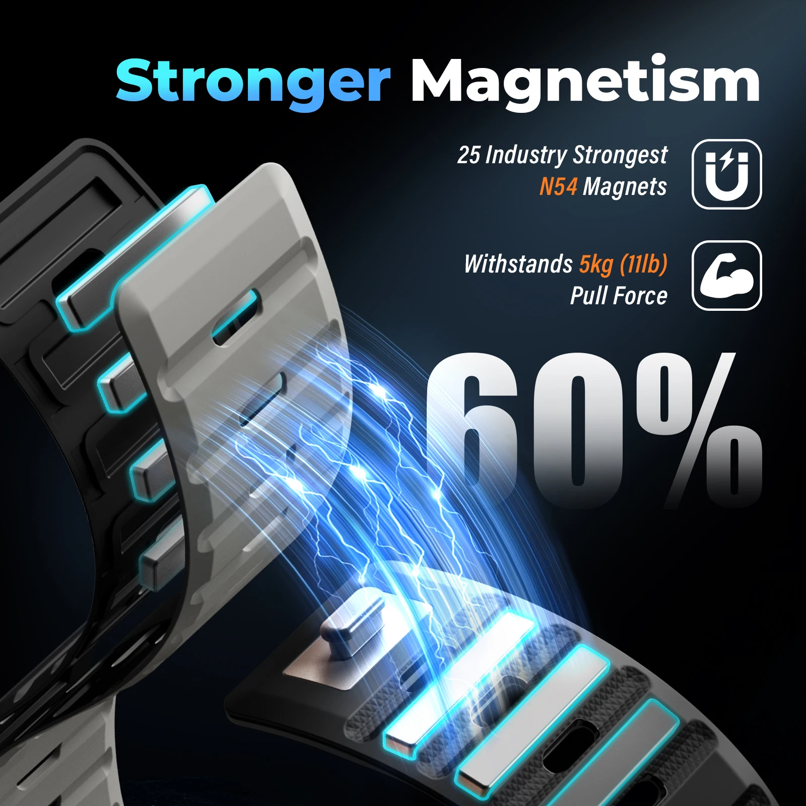 Magnetic Silicone QuickFit Watch Strap - 26mm/22mm Adjustable Band