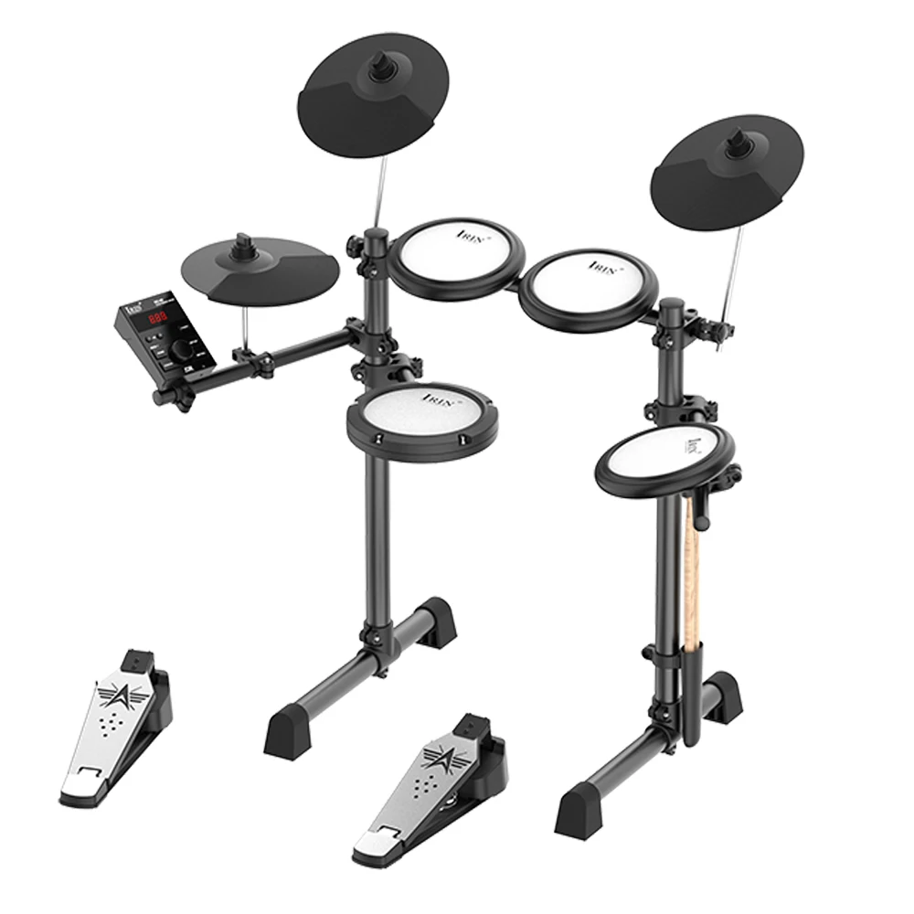 IRIN Electronic Drum Kit ND-08 Mesh Silicone 5 Drums 3 Cymbals with Drum Stool Headphones Installation Guide Instruction Manual