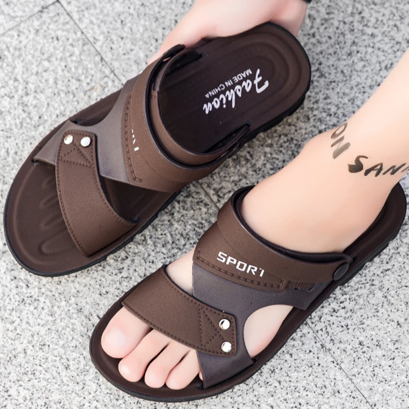 Trend Slippers Man Outdoor Leather Men's Sandals