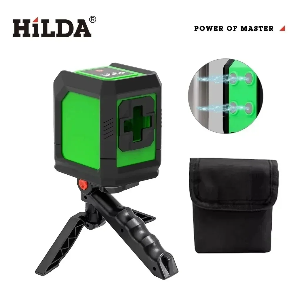 Laser Level 2 Lines Green Beam Self Levelling Back With Magnet Horizontal Vertical Cross Line