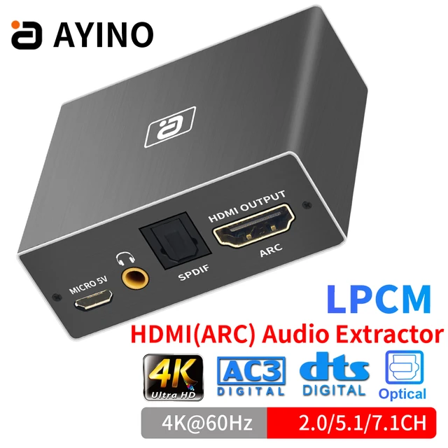 4K 60Hz HDMI 2.0 Audio Extractor Splitter 5.1 ARC HDR Optical Toslink  Converter