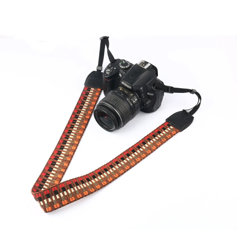 Dslr 카메라 스트랩 빈티지 스타일 조절 가능하고 편안한 면 직조 디지털 카메라용 어깨 목 걸이 스트랩 오렌지
