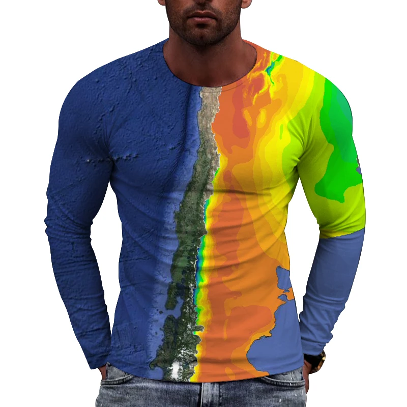 

Футболка мужская с длинным рукавом, круглым вырезом и принтом