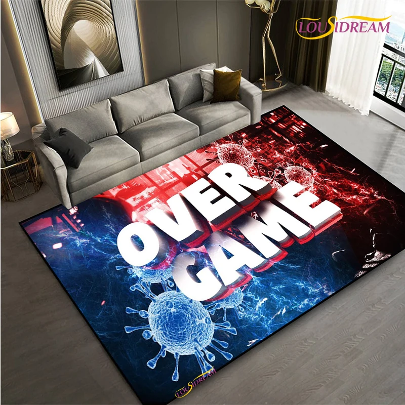 

3D Cartoon Gamer Game Over Area Rug Large Carpet Rug for Living Room Bedroom Sofa Doormat Decoration,Kid Play Non-slip Floor Mat