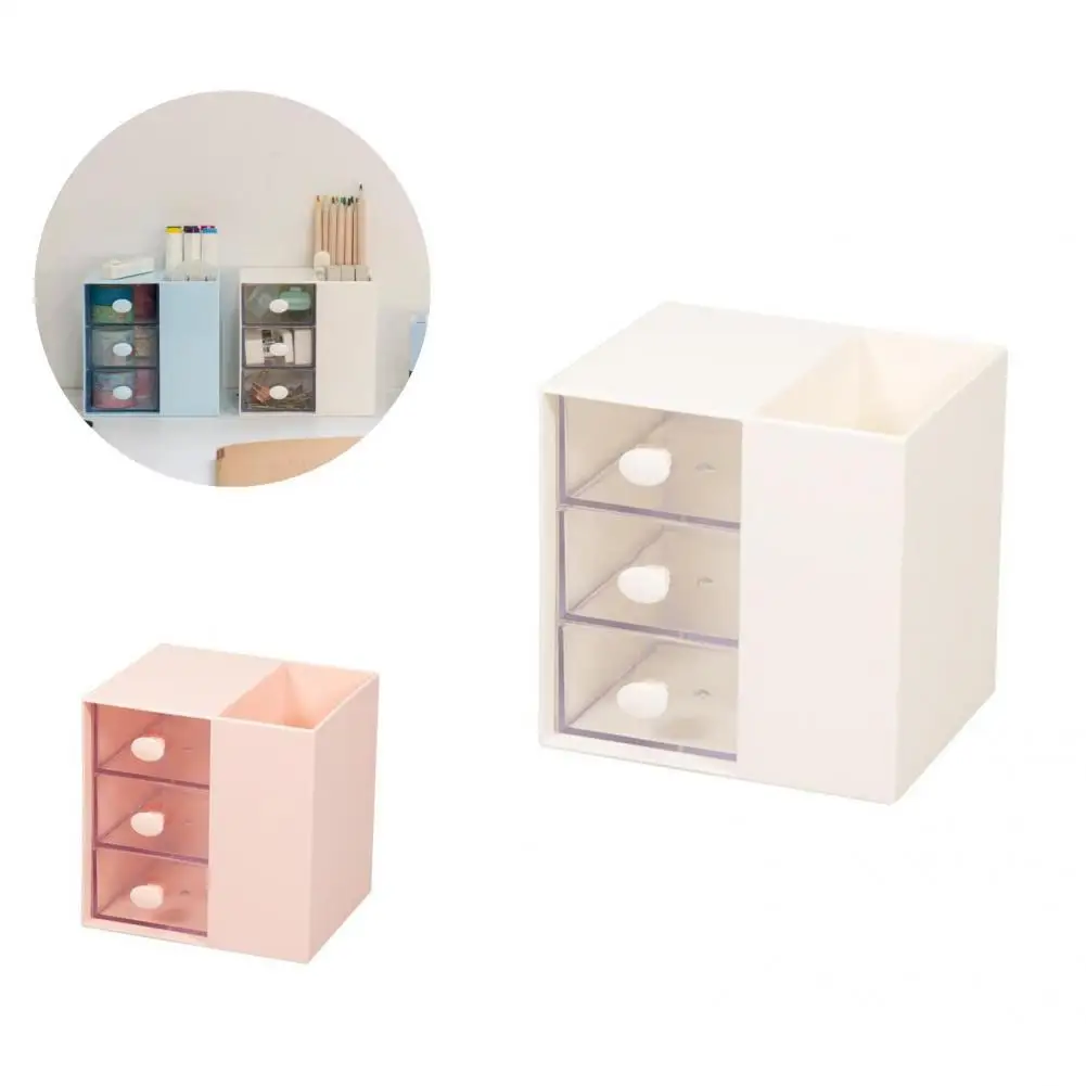 Storage Holder 4 Colors Storage Organizer Reusable Drawer Type  Convenient Multi-Use Round Edge Pencil Storage Holder