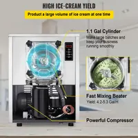 VEVOR Machine à crème glacée dure 1400W Machine à crème glacée commerciale 16-20L/H Machine à crème glacée professionnelle en acier inoxydable 4
