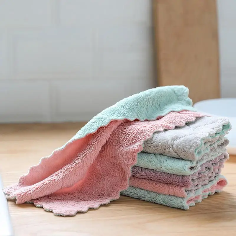 10Pcs Thick Kitchen Towel Dishcloth Household Kitchen Rags Gadget