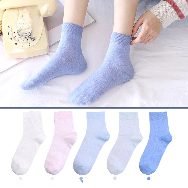 Harajuku Breathable Sport Socks Women Solid Color Girls Student Comfortable Skateboard Sock Christmas Gifts Cotton White Socks