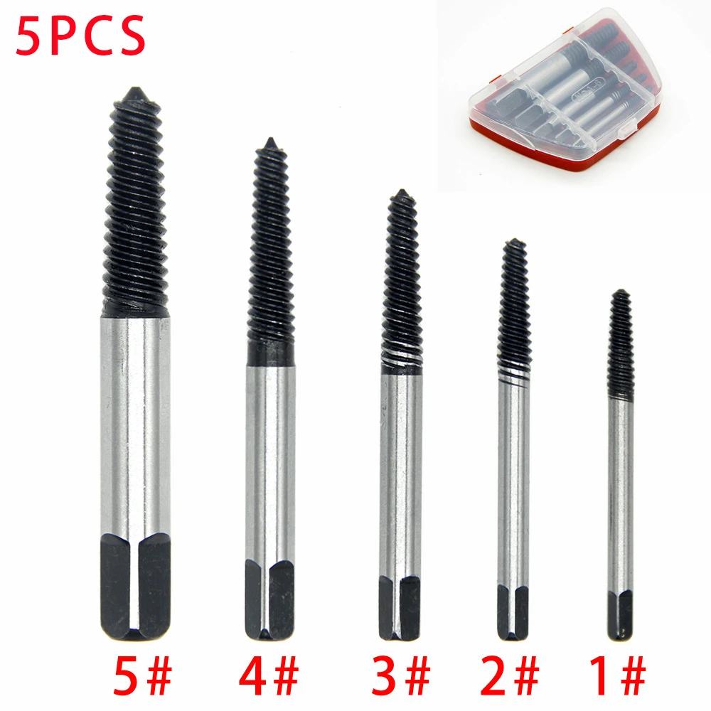 5Pcs Screw Extractor Metal Drill Bit Set Damaged Screws Remover