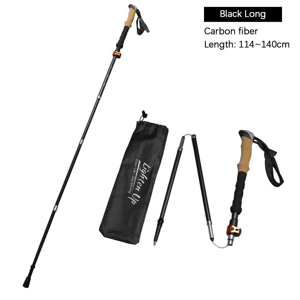 Trekking Pole Carbon Ultra-light Telescopic Folding Pole Mountaineering Trekking Carbon Fiber Outdoor Walking Stick