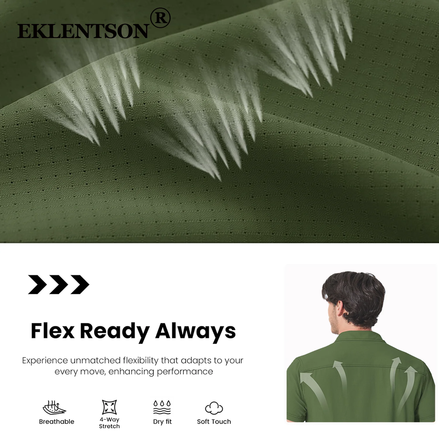 Fishing Shirt EKLENTSON Men's Sun Shirts UPF 50+ Short Sleeve Button Down Quick Dry Cooling Shirts for Fishing Hiking Safari