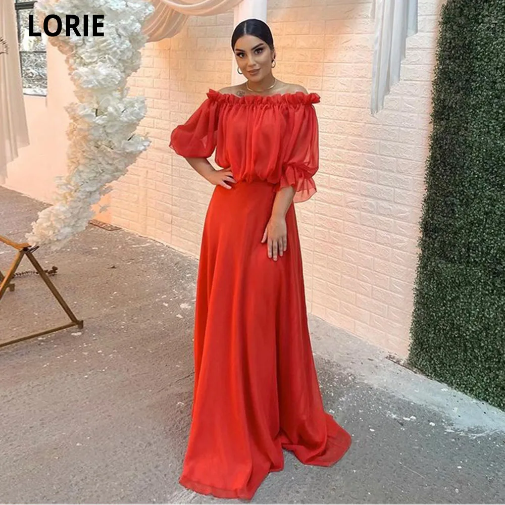 

LORIE Off the Shoulder Evening Dresses Beach Pleats Floor Length Formal Party Dress Lady Celebrity Prom Gown Robes De Soirée