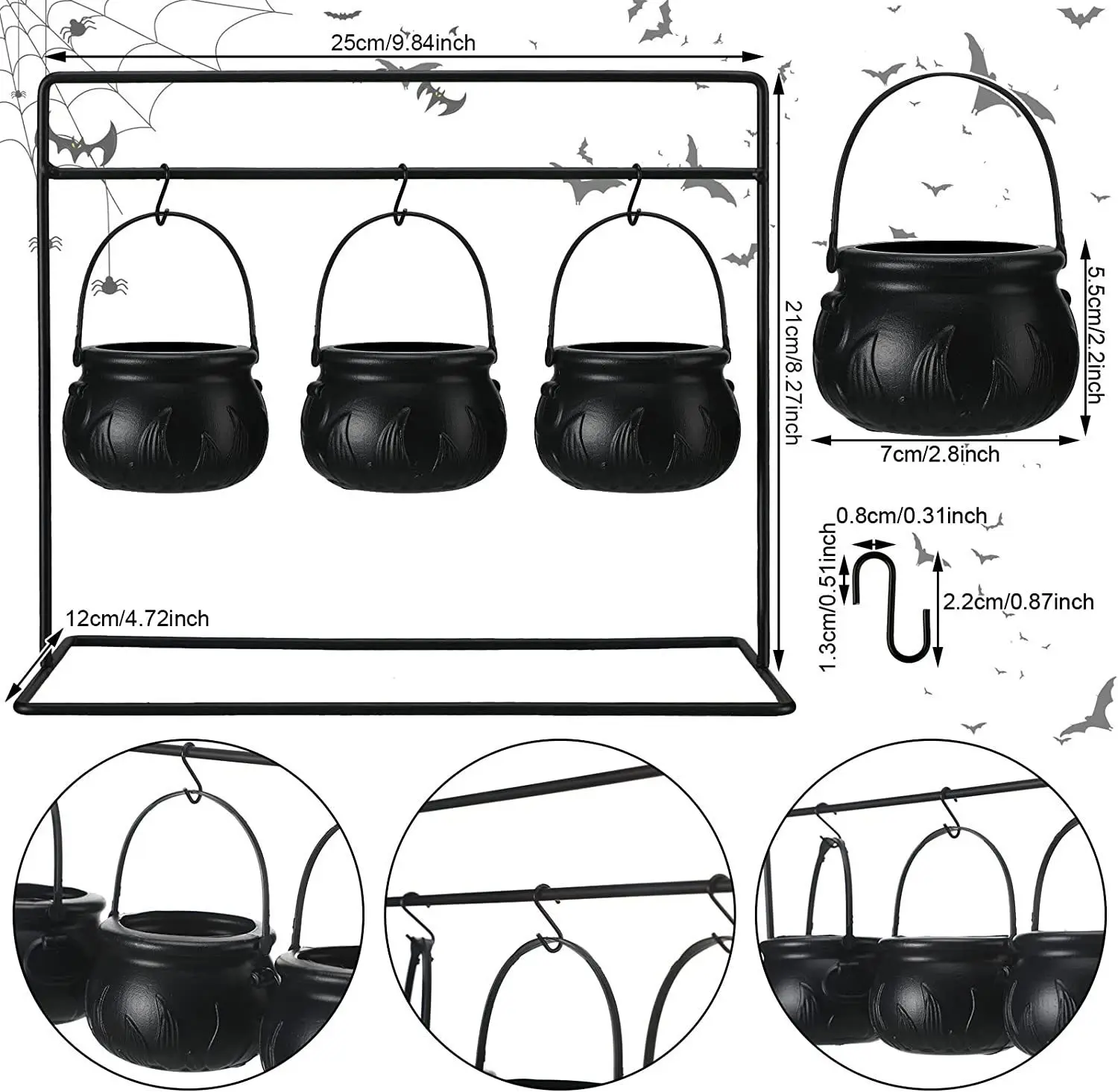 3/9pcs Halloween Dekoration Hexe Süßigkeiten Schalen Innen häuser Küche Party Dekoration mit Rack Halloween Festival Ornamente – Detail 6