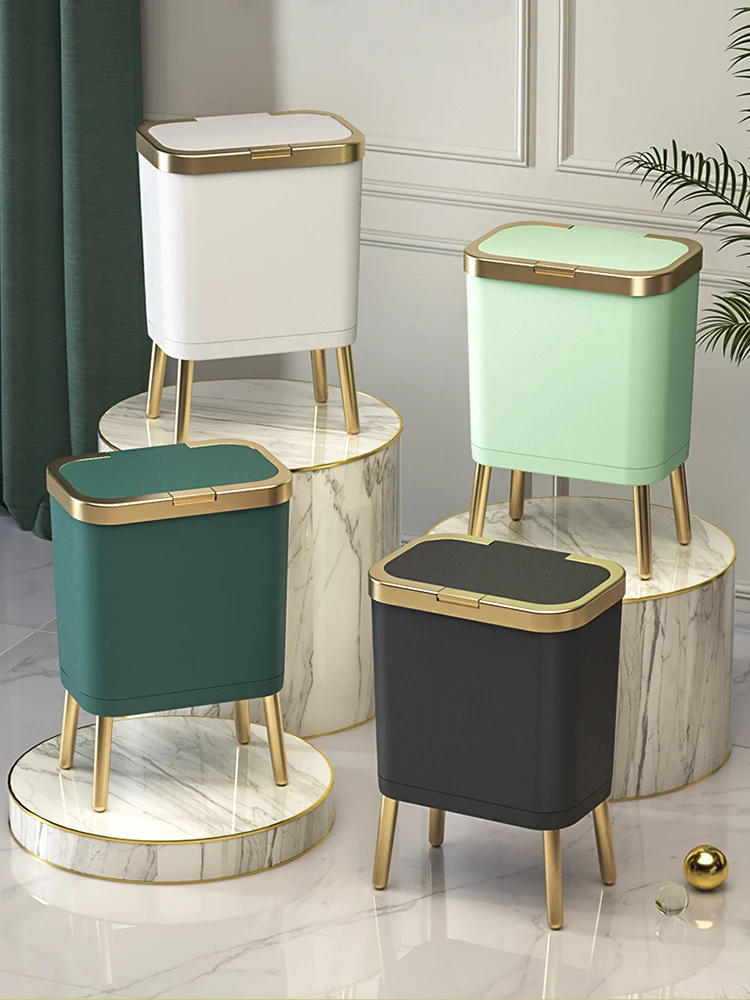 Golden Bathroom Trash Bucket  Black Golden Bathroom Trash - 15l