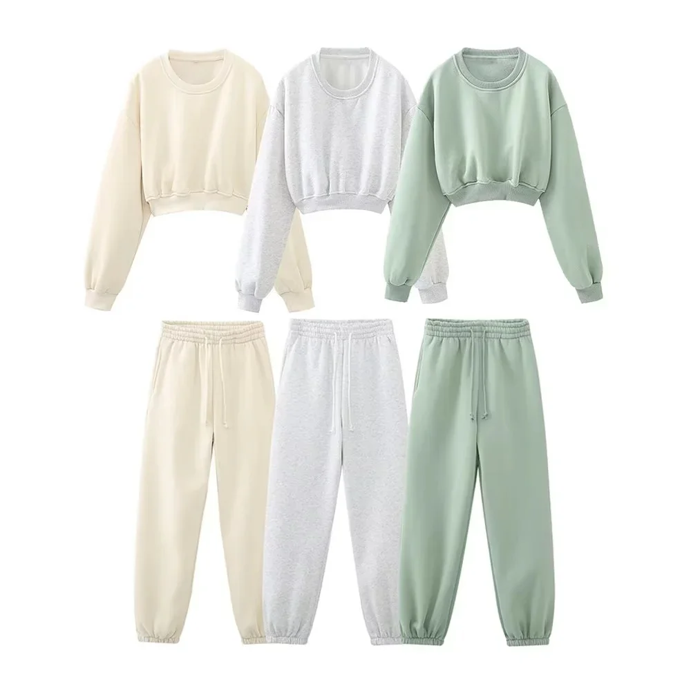 

Новинка лета 2023, 3 цвета, свободная однотонная Толстовка для похудения + штаны для бега с эластичным поясом, 8417803, 8417804