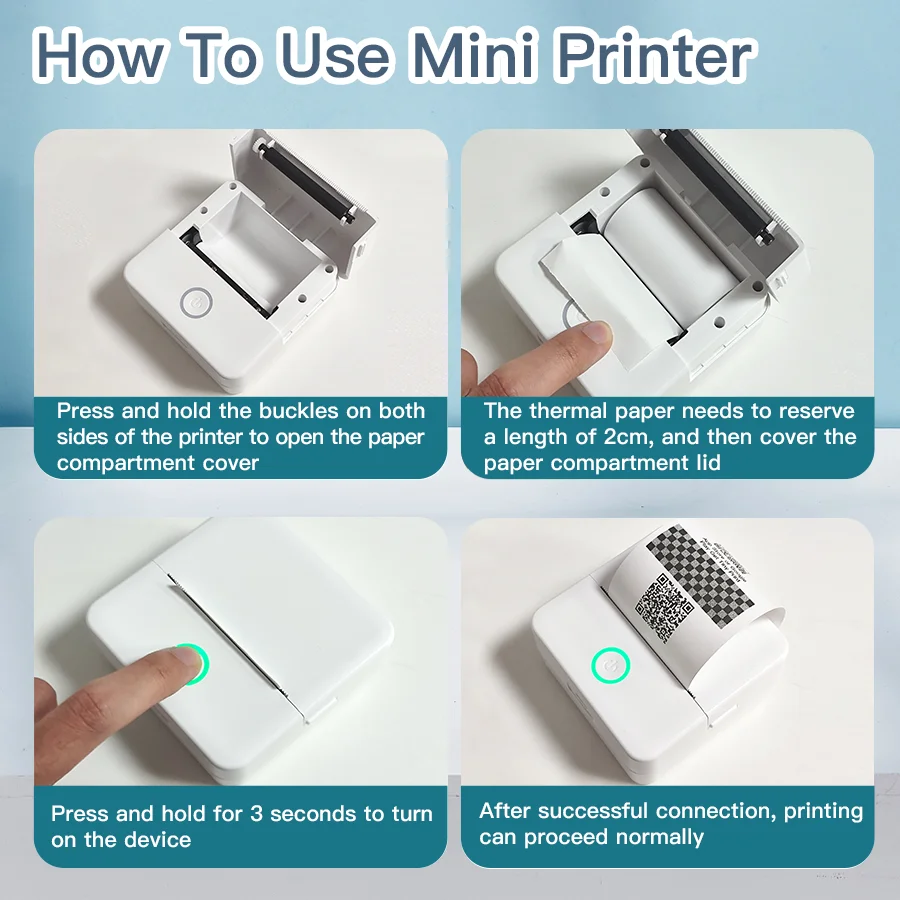 X6 Mini Printer Sticker Paper Error Printing Machine HD Photo Printer Label Maker for Journal Notes Memo Kids Toys Birthday Gift