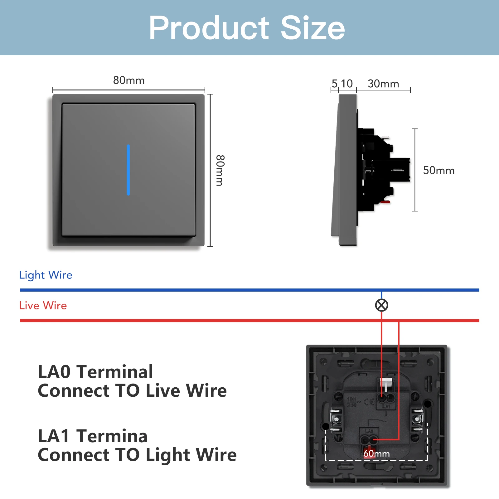 BSEED EU Light Switch 1/2Gang 1Way Phone Charge Socket USB Plastic Panel 80*80mm Power Push The Button Rocker Switches E Series